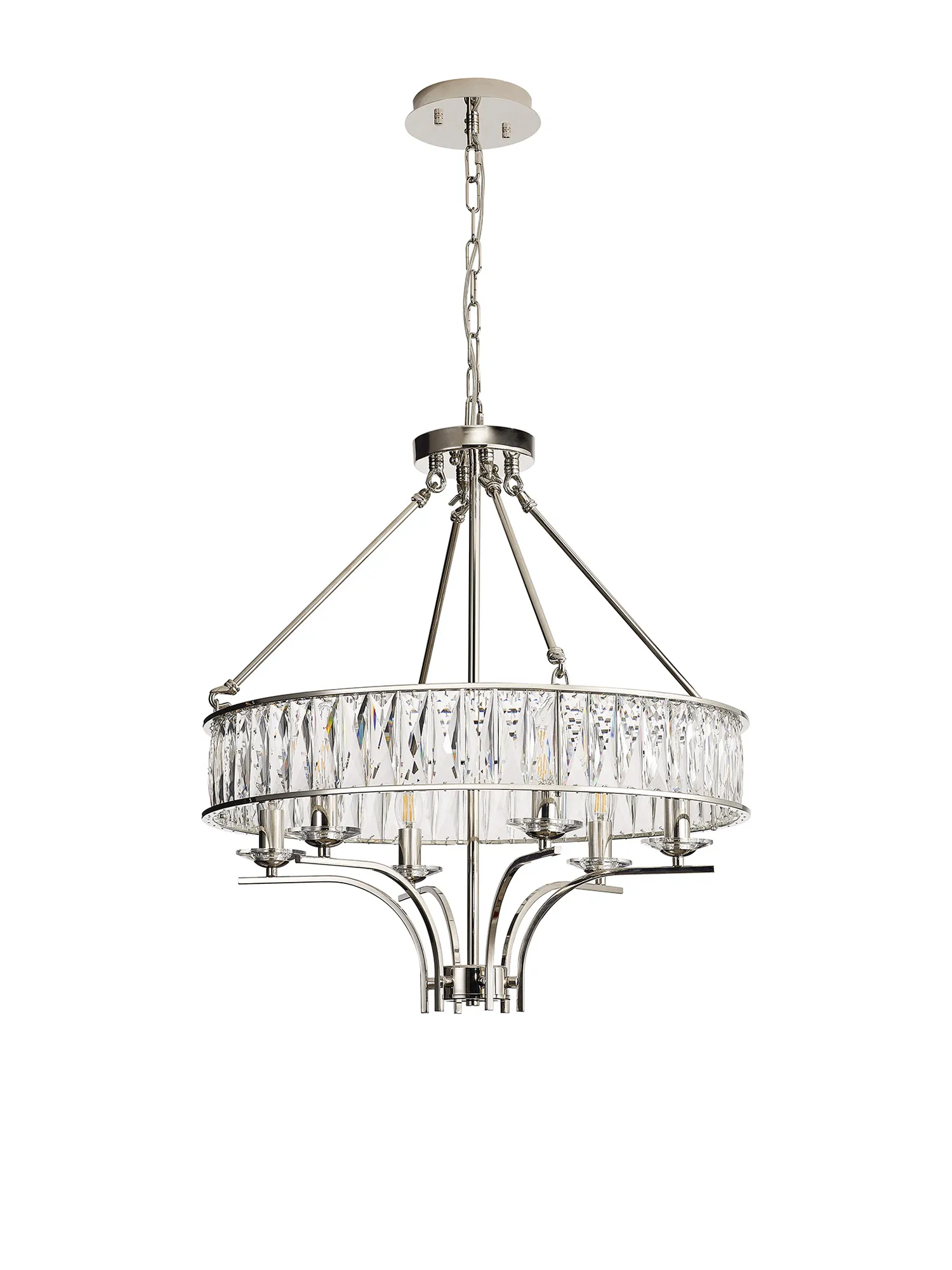 Vivienne Crystal Pendant/Semi Ceiling 6 Light Polished Nickel IL31819  Diyas Vivienne Polished Nickel